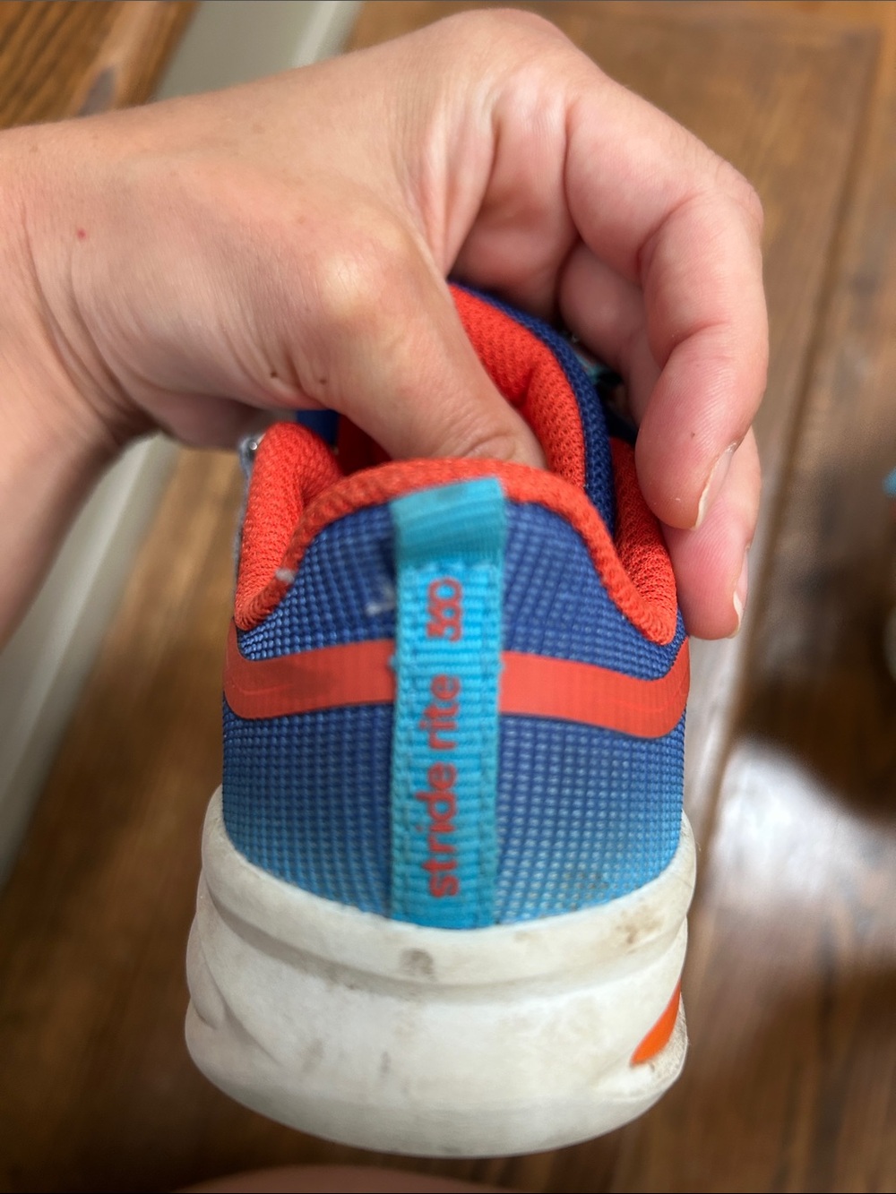 Stride Rite Kids Blue and orange Velcro Athletic light up Sneakers - Picture 6 of 6